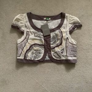 NWT ‘Anthropologie cropped top with ornate embroidery